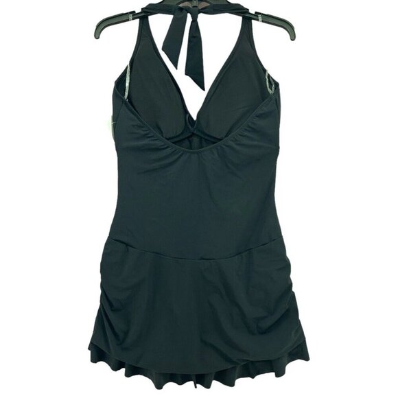 Profile By Gottex Sz 8 Swimsuit Unchain My Heart Swimdress One Piece Black - Picture 6 of 7